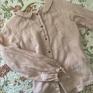 Linen Pale Blush Blouse | Peter Pan collar, darling, soft button up